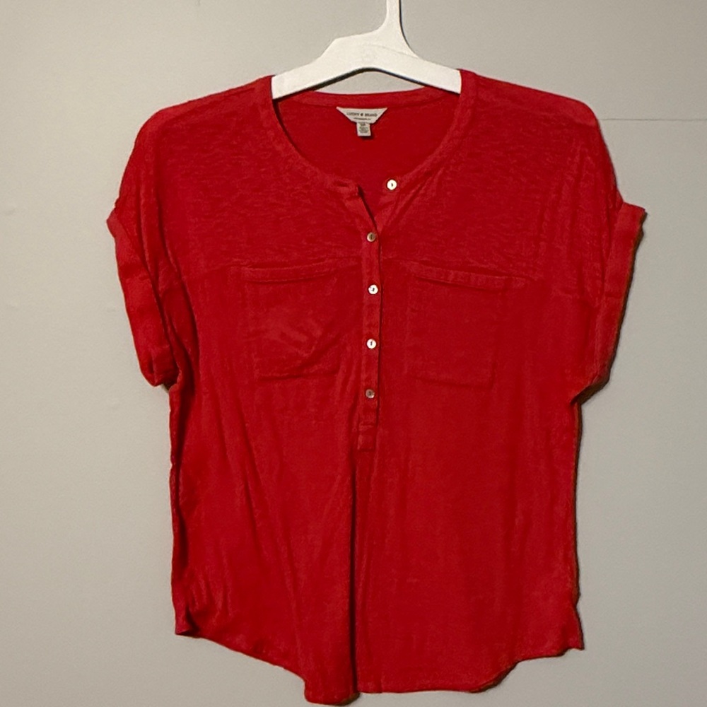 Lucky Brand: Women's Coral, red/orange  Button-Down Shirt. Size small.